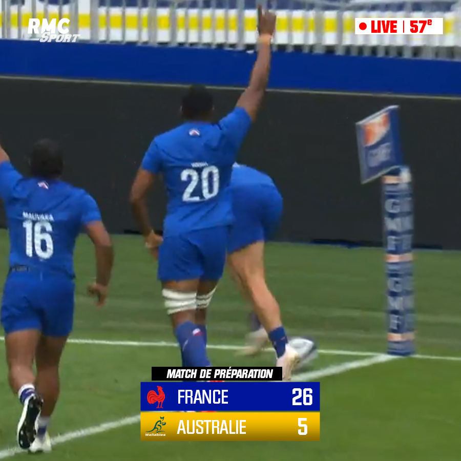 🙌 🇫🇷 PENAAAAAAAAAAUUUUD ! 

Deuxième essai pour le XV de France ! Après un départ d'Alldritt sur ballon porté, le jeu rebondit sur Dupont qui délivre un caviar pour son ailier. Seul à la réception du jeu au pied, Penaud inscrit le deuxième essai du XV de France !