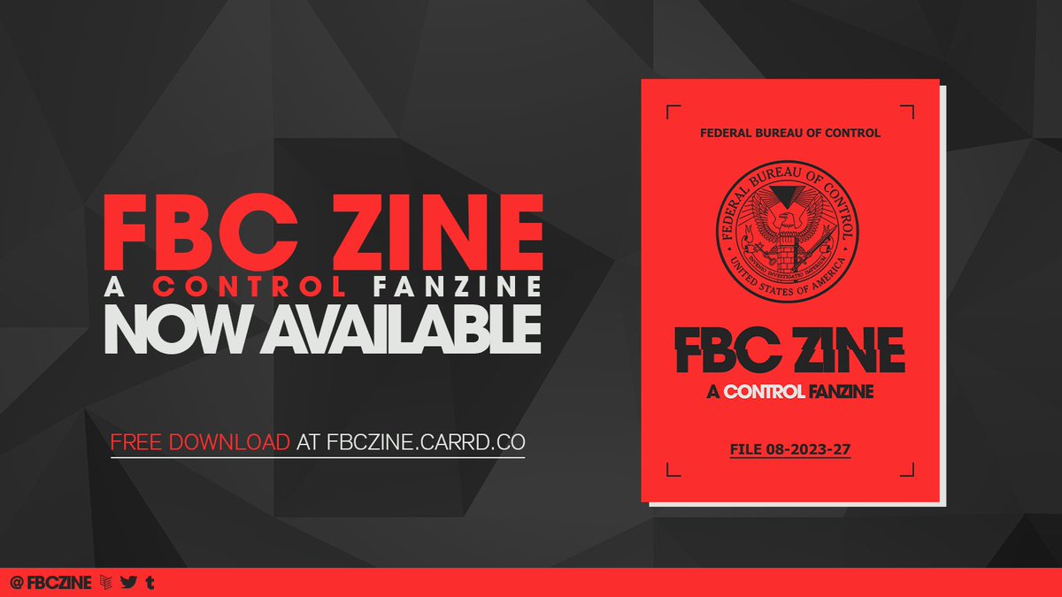 4 years ago Control released! Time flies when you’re having fun! After months of hard work from our contributors, we are proud to announce the FBC Zine has breached containment! You can download your copy from this link: fbczine.carrd.co/#zines #ControlRemedy #Control