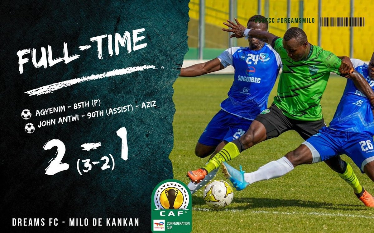 DreamsFootballC's tweet photo. Yhup!!!! The โMiloโ tasted really good.
The lads left it late to seal our ticket to the next round of the #CAFCC.
Thank you for being with us, until then, we say STILL BELIEVE ๐โ๐พ๐๐๐พ
#DFCLive #DreamsMilo ๐ฌ๐ญ https://t.co/GLgRz58eJv
