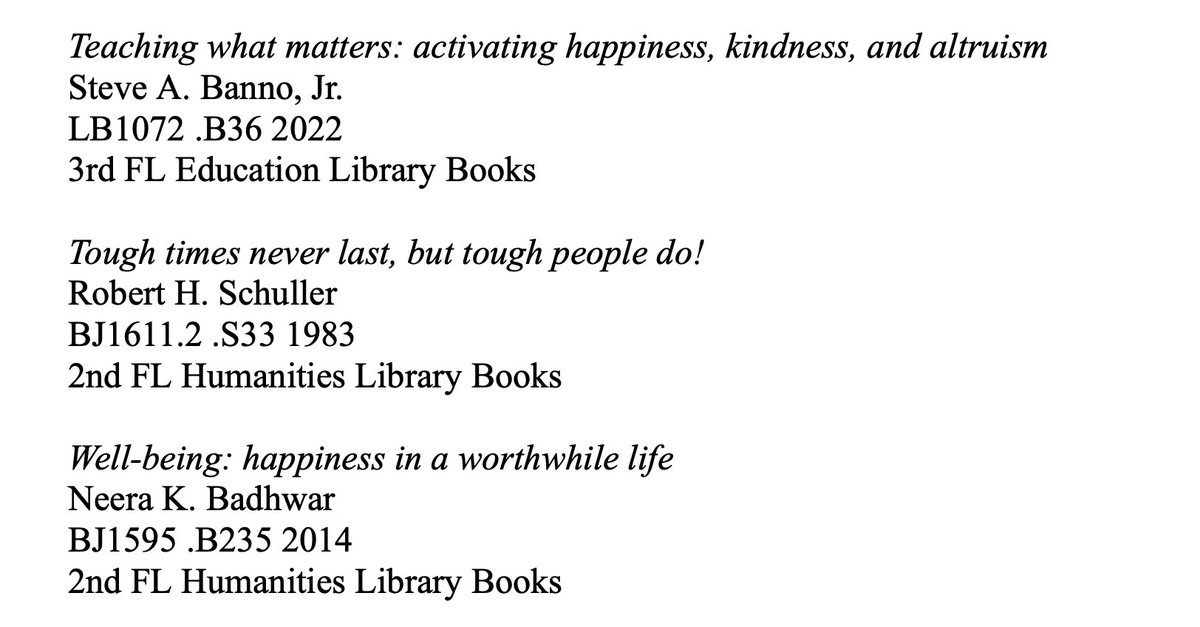 the_Banno's tweet photo. Check it out 👏A great list of book ideas, independent of my book. https://t.co/Fjohs78UYE

Bibliography for "Happiness Happens Month: How to Create A Positive Mindset for the School Year" Display
by Isabella Piechota &amp; Kalea Brown. https://t.co/kTIeibLw2T