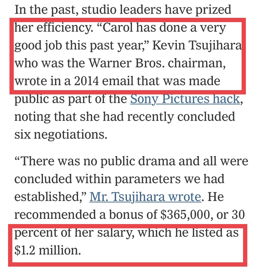 I’ll summarize that dumb NYT article for you so you don’t have to waste your time reading it: “Poor Carol Lombardini, she has the toughest job in the world in which she gets paid millions to make sure no one in Hollywood can make a living wage.” Her 2014 salary quoted below.