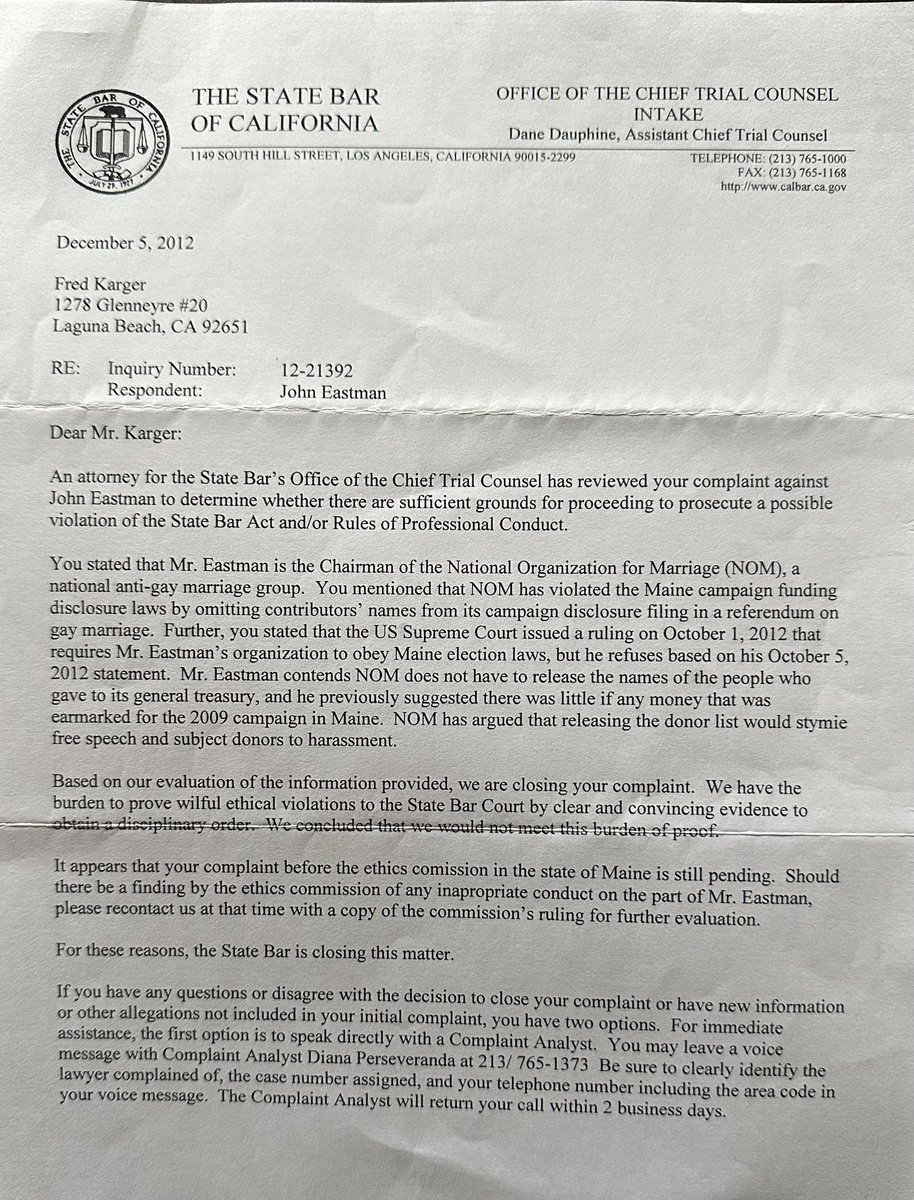 fredkarger's tweet photo. I tried to get insurrectionist John Eastman disbarred from @StateBarCA 11 years ago @kyledcheney for disobeying #SCOTUS What a difference now #coconspirator2 #Fulton19 Eastman pictured here deposing me in his suit against @IRSnews https://t.co/CGoIfgRazd