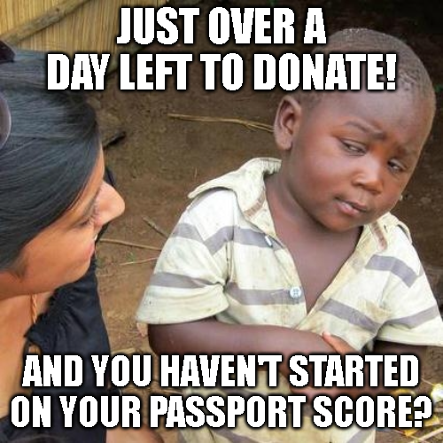 Only a little over a day left! 🤯

Ends August 29th 2023 12:00 UTC, but it is recommend getting your donations in by tomorrow, Aug 28th, especially in North America timezones.

Don't wait! Be sure to get your <a href="/gitcoinpassport/">Human Passport</a> score to 20 or above to qualify for matching!

💚#GG18