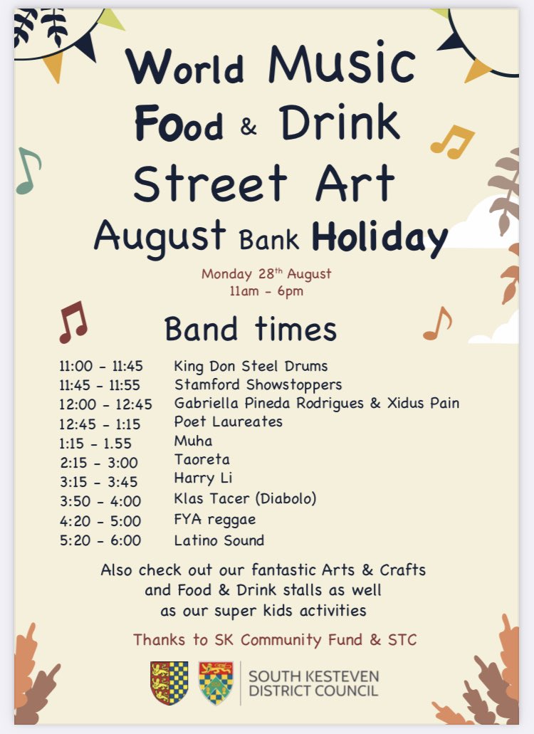StamfordDFest's tweet photo. See you tomorrow!!
Stamford Diversity Festival 2023 
Aug BH Mon 28th 11-6pm
Free Entry- Everyone welcome!
#StamfordDFest 
Thanks to SK Community Fund &amp; STC
Leaflets by @DesignLupa https://t.co/W9sqb1GzfE