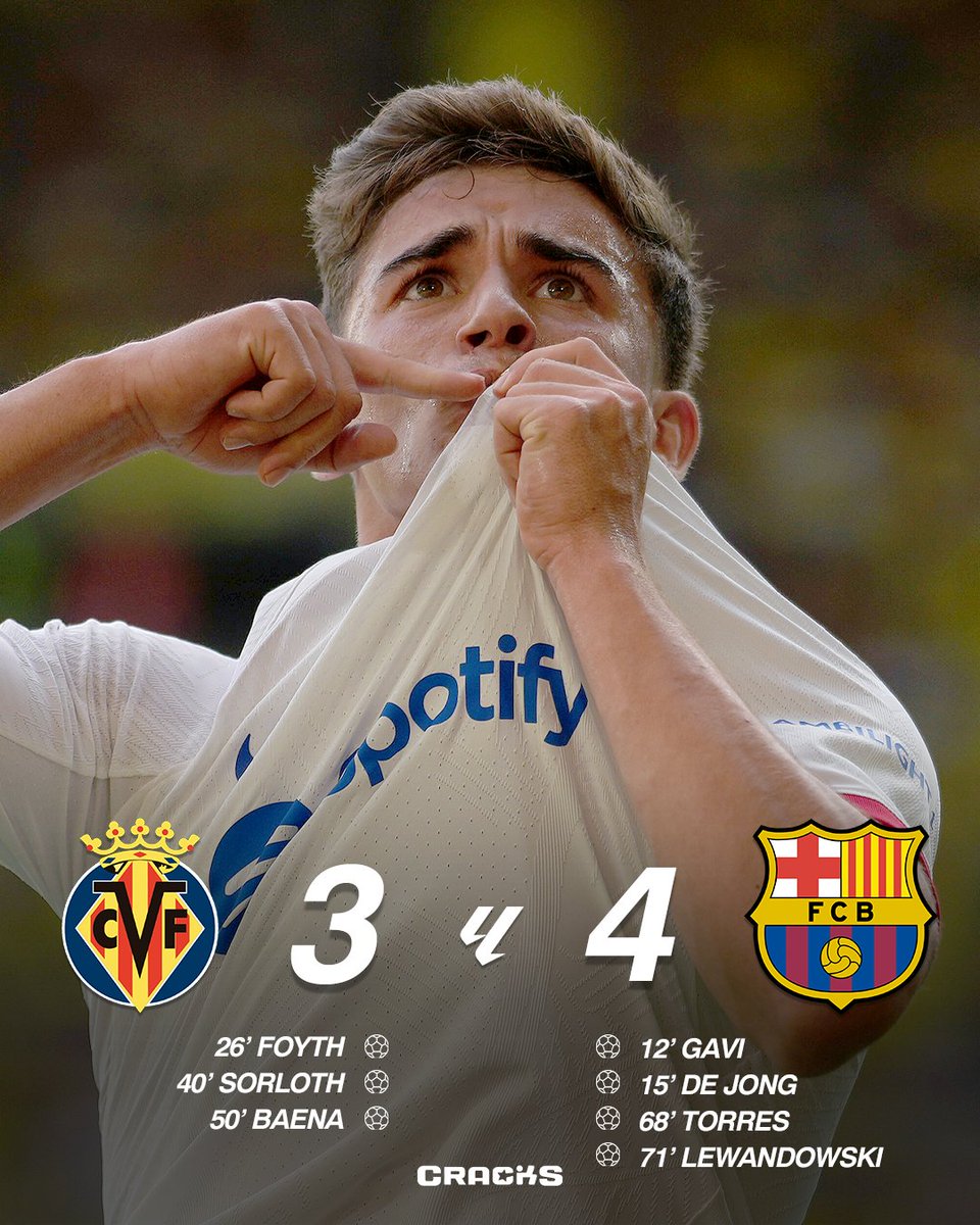 cracks_oficial's tweet photo. ➟ 𝙁𝙄𝙉𝘼𝙇 | Villarreal 3-4 Barcelona

¡Lluvia de goles en el Estadio de la Cerámica! Los culés sacaron los tres puntos ante un complicado rival. 7 puntos de 9 posibles.

Jornada 3 🗓 | La Liga 🇪🇸 https://t.co/5fubYilkca