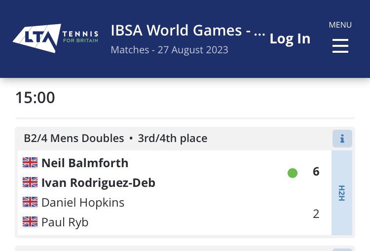 SteveTrewick's tweet photo. @IBSAGames2023 @the_LTA 🎾🇬🇧🇬🇧 An all #TeamGB doubles playoff ends with Neil Balmforth and Ivan Rodriguez-Deb storming into third place with a resounding 6-2 win over Dan Hopkins and Paul Ryb #BackTheBrits #VITennis @IBSAGames2023 @the_LTA https://t.co/j5ixfgiMmR