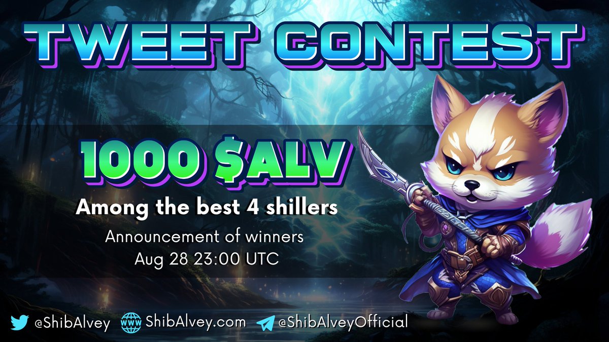 ShibAlvey's tweet photo. 🚀 RAID COMPETITION ALERT 🚀

Hey #ShibAlvey family, we've got an epic mission for you! Let's show the power of our community and make some noise on AlveyChain's latest tweet. 📣

🎯 Target Tweet: https://t.co/qmwhqCumT7

Here's how to participate:

1️⃣ Comment about ShibAlvey on the target post.
2️⃣ Tag @ShibAlvey and use our hashtags.
3️⃣ Like & Retweet this post.

🏆 Prizes:
A grand total of 1000 $ALV will be divided among 4 random participants.

⏰ Time Limit:
Competition ends on Aug 28 23:00 UTC

Let's shake the crypto space, ShibAlvey's! Let's make noise! 🌕🚀

#AlveyChain @AlveyChain @Naur_ALV $ALV #ALV