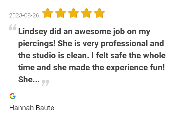 pensNneedles's tweet photo. New 5.0-star Review: "Lindsey did an awesome job on my piercings! She is very professional and the studio is... https://t.co/XPW6TMctT7