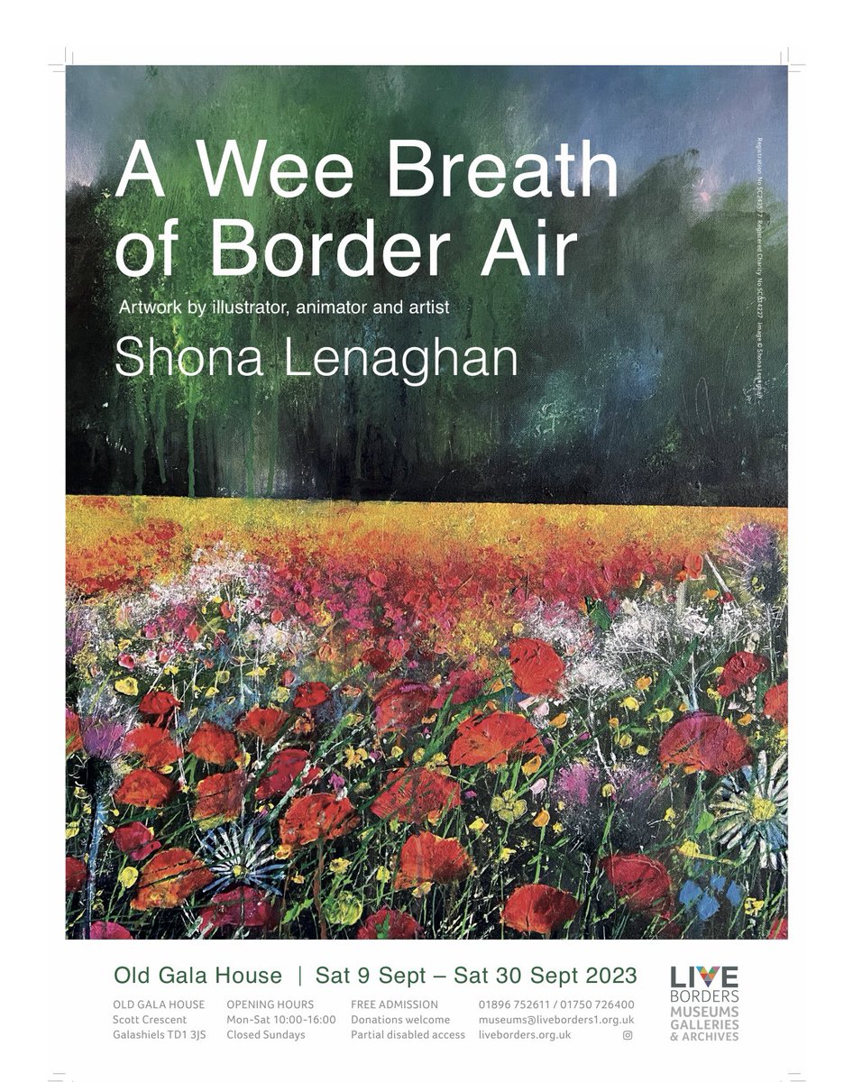 My small solo exhibition entitled
 ‘A Wee Breath of Border Air’  9th -30th September at Old Gala House 10am-4pm Mon-Sat. I hope you can pop by to see my locally inspired 

#colourfulart #colour #exhibition #painting  #paintingoftheday #paintpaintpaint #impressionism