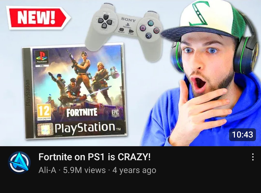 Dorama00's tweet photo. @jacksfilms this is interesting. Ali-A reacted to a video showing what fortnite would look like on ps1 and then 2 years later reacts to what fortnite would look like on ps2 but its the same video and the newest video is even titled *never seen before* except he had seen before 🤔 https://t.co/lzozwqtfQc
