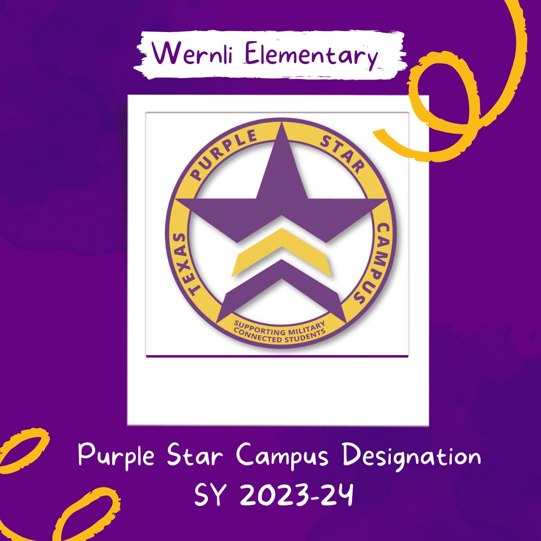 🎉 Exciting News! Our campus has been awarded the Purple Star designation 🌟 for our exceptional support to military-connected students. 🇺🇸🎓 #PurpleStar #SupportingOurHeroes @NISDWernli @Mrs_ABarrett @lorimshaw @mrsfeldt5 @NISDCounseling