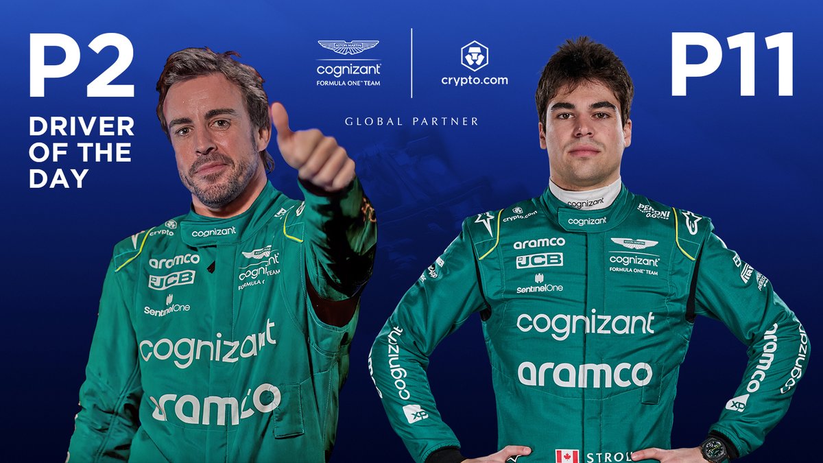 cryptocom's tweet photo. What a race in the rain at the #DutchGP!

@alo_oficial finishes in P2 with his 105th overall podium and takes home the Driver of The Day! 🏆

@lance_stroll with a solid performance finishing in P11 💪 Well done @AstonMartinF1 ! https://t.co/5MnpBObOD4