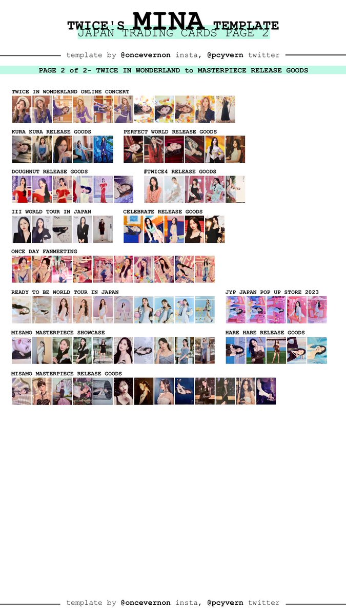 twice individual member japanese trading card templates updated