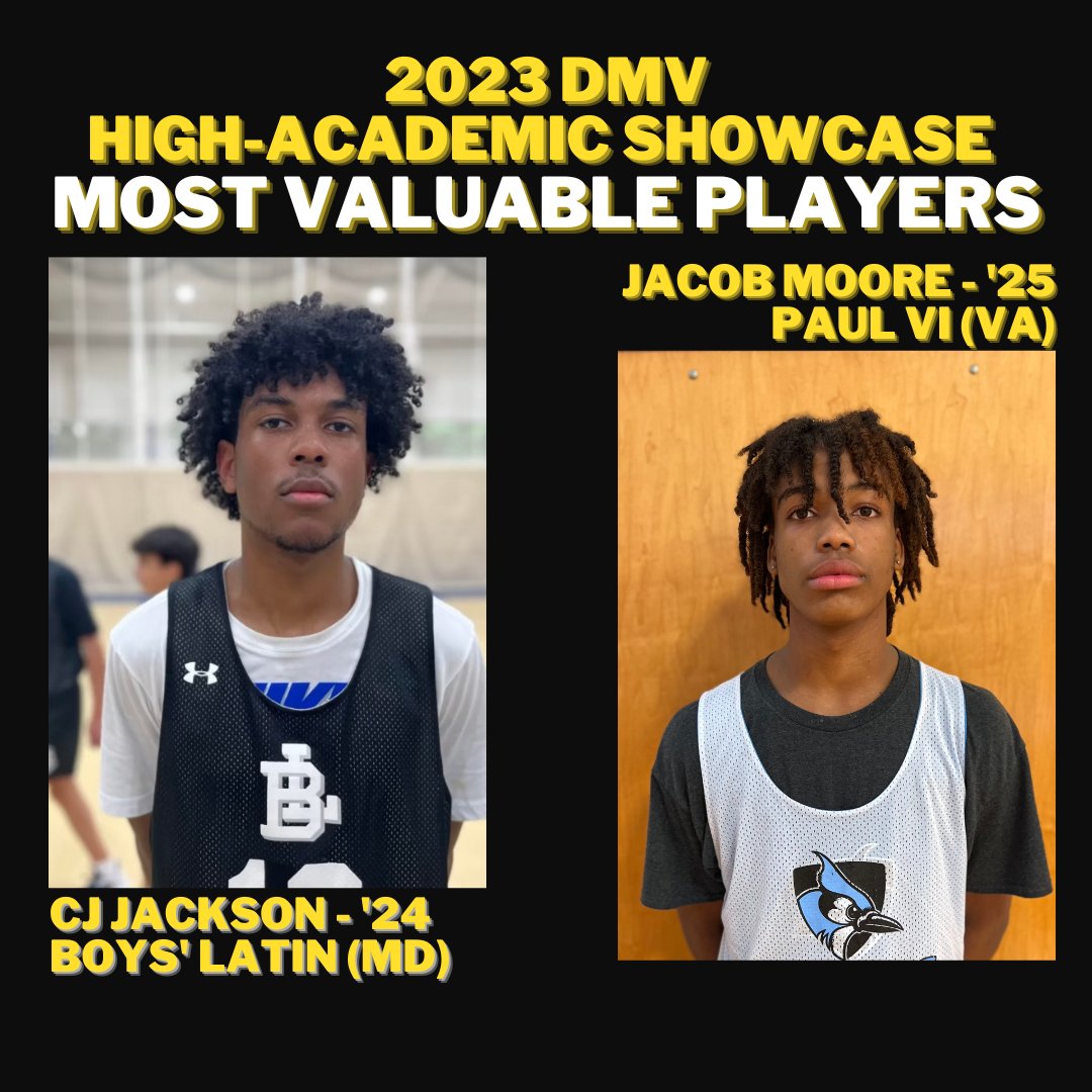 Congratulations to the co-MVPs for this year's DMV High-Academic Showcase!

<a href="/boyslatinbball/">BL Basketball</a> <a href="/Spinella14/">Adam Spinella</a> 
<a href="/PVIHoops/">PVI Boys Basketball</a> <a href="/TTO17uNational/">TTO 17u National</a>