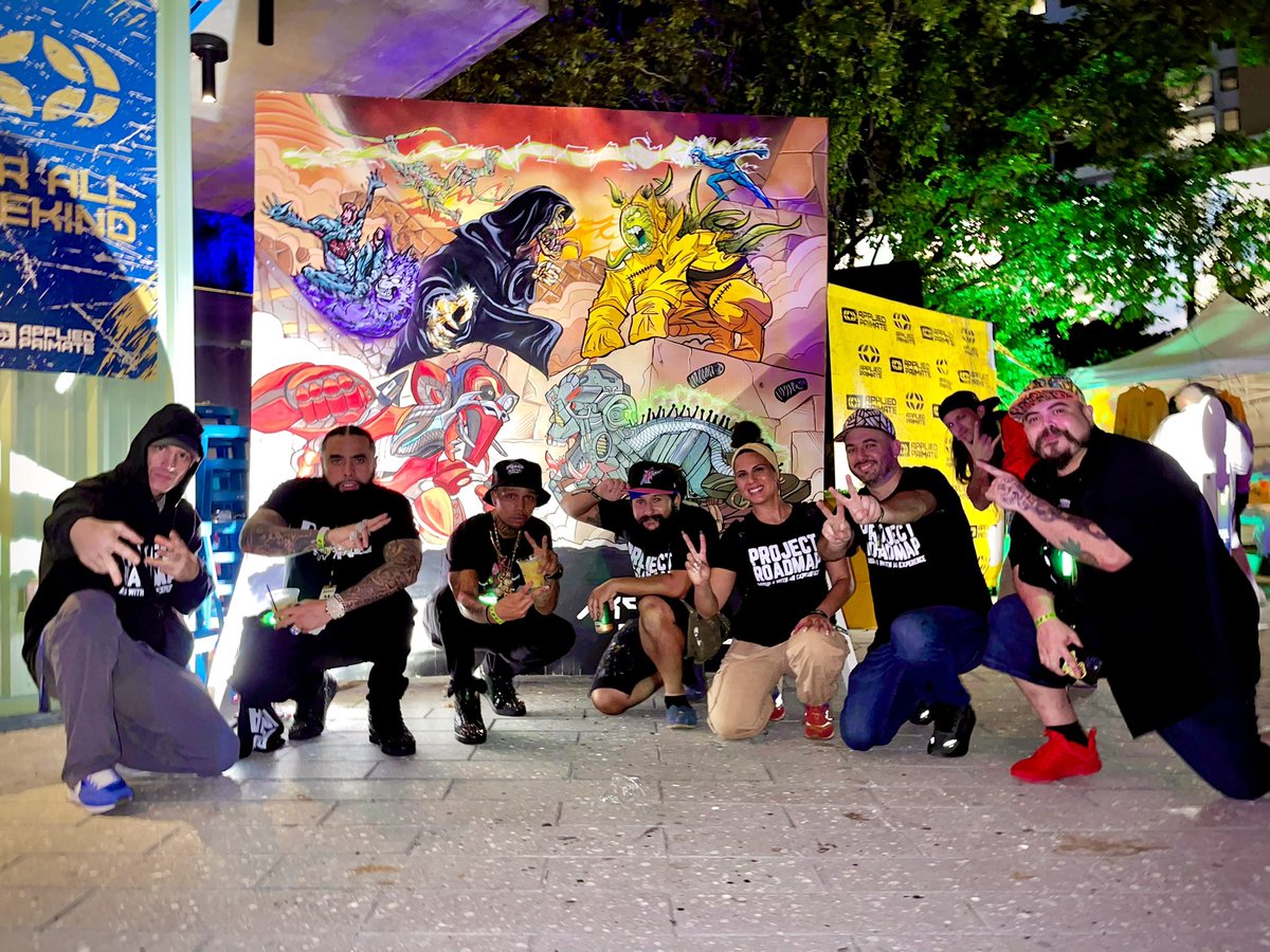 projroadmap's tweet image. Fuck It Saturday was amazing 🧪 Our artist team painted 8 murals and we are so happy everyone loved it! Thank you 
 to @boredapeyc @appliedprimate @mutant_cartel and @yugalabs for letting us bring this vision to life!

Thank you to our amazing artist team @rocsolmiami…