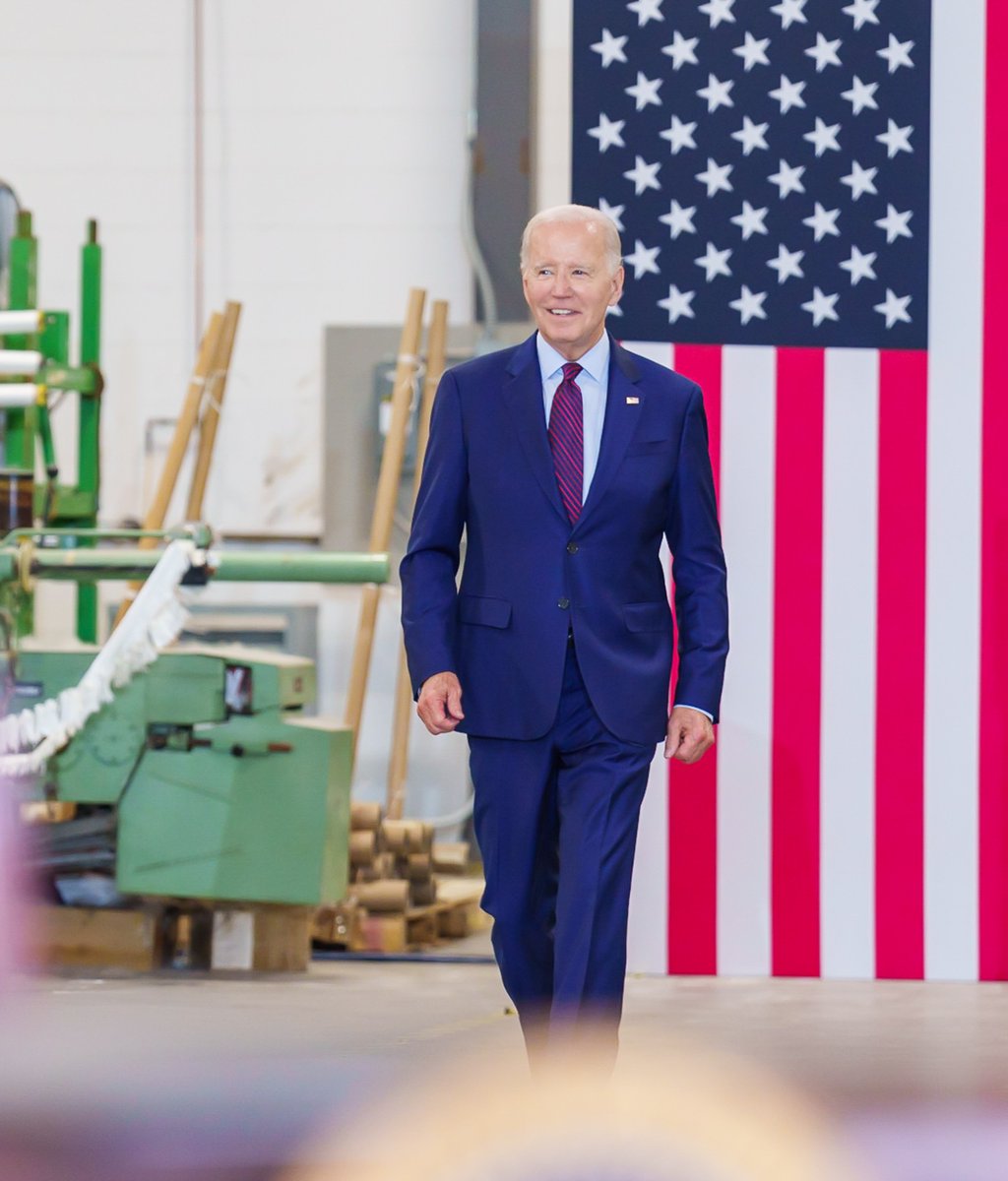 Nearly 800,000 manufacturing jobs have been added under President Biden—good-paying union jobs, right here in America. That’s leadership.
