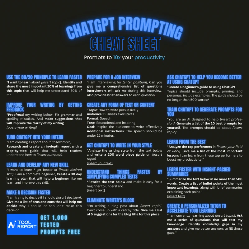 🤖Des prompts #ChatGPT pour accroître sa productivité 
via <a href="/AIToolReport/">Martin Crowley</a> #IA #Marketing #Transfonum