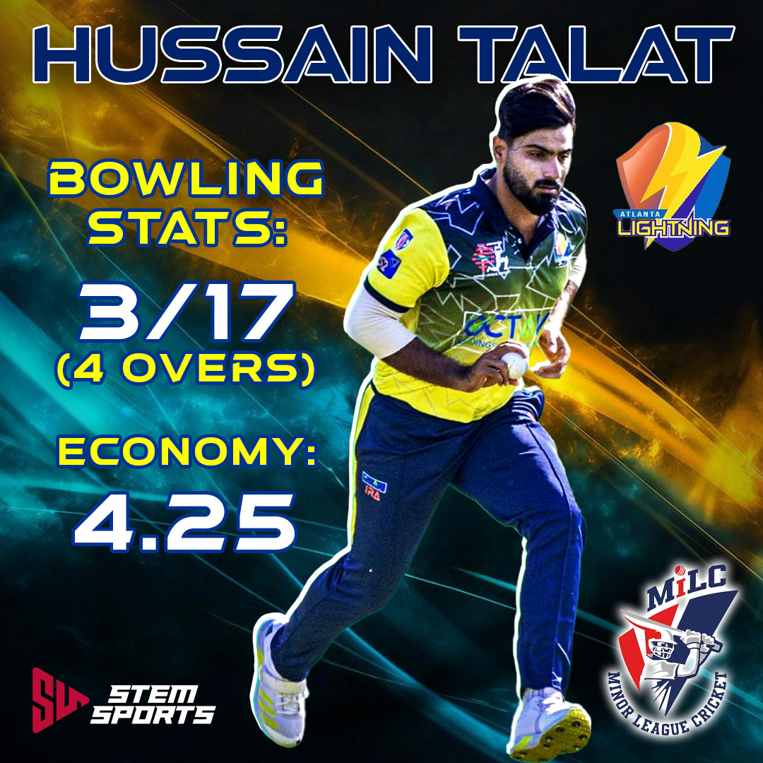 Great bowling performance by Hussain Talat! #Cricket #HT #USA #Pakistan #MinorLeague #MILC #Allrounder #AL #OneTeamOneDream #StemSports