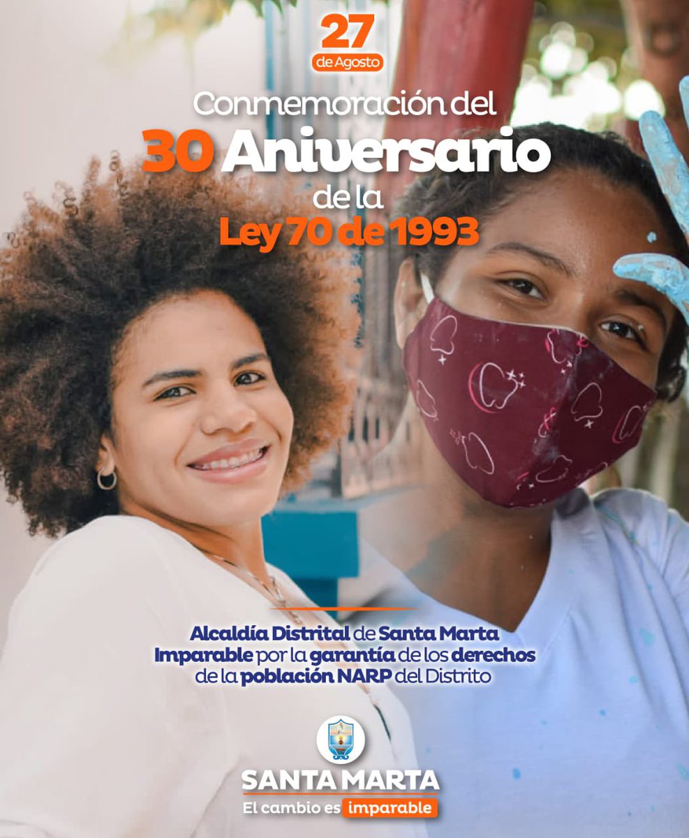 Hoy, 27 de agosto conmemoramos el aniversario 30 de la Ley 70 de 1993. Esta Ley marcó un hito en la garantía de los derechos de la población Negros, Afrodescendientes, Raizales y Palenqueros (NARP).

#ECambioEsImparable