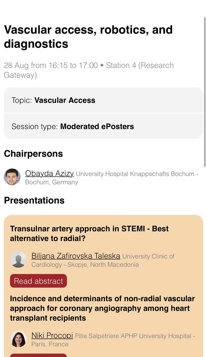 🔥🎤Join us tomorrow at Station4: Vascular access, robotics, and diagnostics #ESCCongress 

<a href="/escardio/">European Society of Cardiology</a> <a href="/mmamas1973/">Mamas A. Mamas</a> <a href="/mirvatalasnag/">MIЯVΛƬ #IC ༄ ｡°</a> <a href="/chadialraies/">Chadi Alraies, MD FACC FSCAI</a> <a href="/thiele_holger/">Holger Thiele</a> <a href="/GisGulf/">Gulf Intervention Society - GIS</a> <a href="/PCRonline/">PCRonline 🫀</a> <a href="/SyKD_AG1/">SyKD</a> <a href="/AGIKinterv/">AGIK</a> <a href="/hvanspall/">Harriette Van Spall, MD MPH 🇨🇦</a> <a href="/ESC_Lavinia/">Lavinia Baciu</a> <a href="/Hragy/">Hany Ragy</a> <a href="/biljana_parapid/">Biljana Parapid, MD, PhD, FESC</a> <a href="/alaide_chief/">chief</a> <a href="/EAPCIPresident/">EAPCIPresident</a>