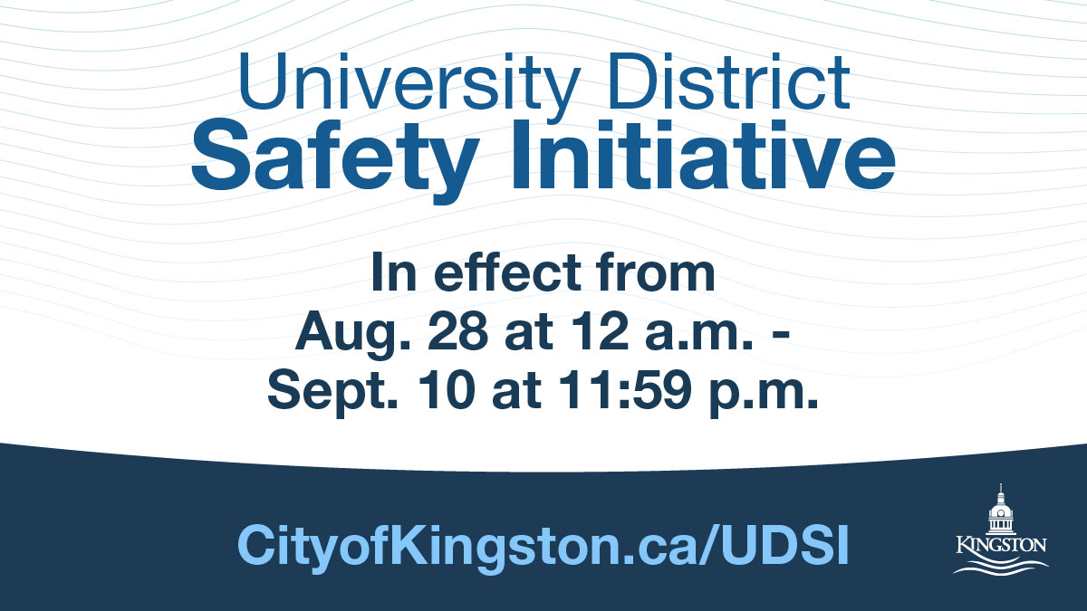 cityofkingston's tweet photo. The City of Kingston would like to welcome post-secondary students to the community, while reminding everyone to stay safe during move-in and orientation activities.

The UDSI is in effect Aug. 28 at 12 a.m. until Sept. 10 at 11:59 p.m. Learn more: https://t.co/v6ewMvYord https://t.co/mTdJYgOkQ2