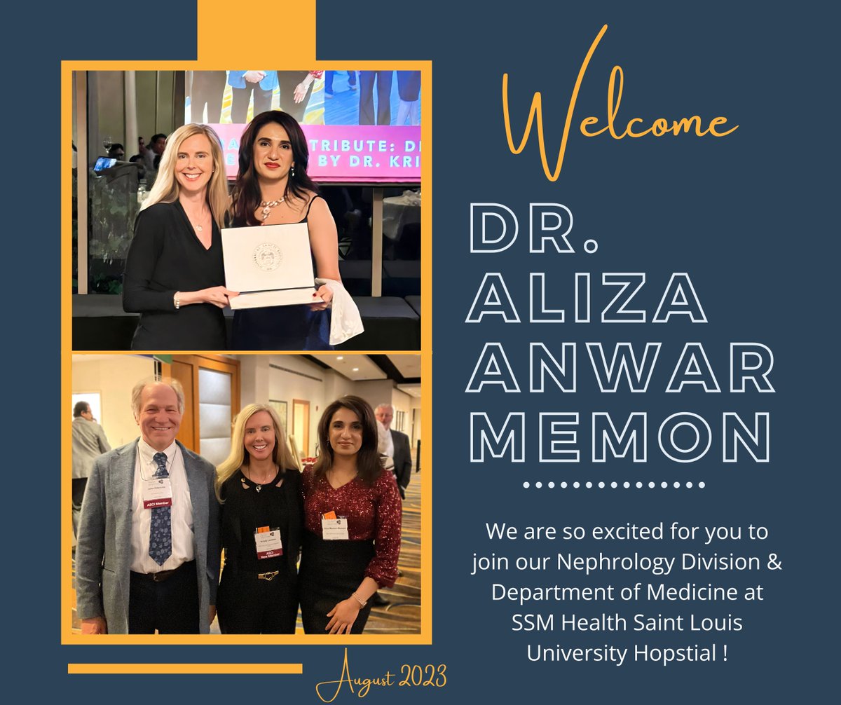 Krista Lentine, MD,PhD | FASN | FAST (@kristalentine) on Twitter photo 🎉Elated to Welcome @AlizaAnwarMemo1to @SLUNephrons #Nephrology Division➕<a href="/SSMHealthSTL/">SSM Health St. Louis</a> Dept Medicine Faculty🙌🏾
· DrMemon brings wealth of experience in clinical care, #ComplementDisorders | #atypicalHUS | #research➕Big energy & Big❤️for patients & team!🔆Future ahead! #SLUProud 🎉Elated to Welcome @AlizaAnwarMemo1to @SLUNephrons #Nephrology Division➕<a href="/SSMHealthSTL/">SSM Health St. Louis</a> Dept Medicine Faculty🙌🏾
· DrMemon brings wealth of experience in clinical care, #ComplementDisorders | #atypicalHUS | #research➕Big energy & Big❤️for patients & team!🔆Future ahead! #SLUProud