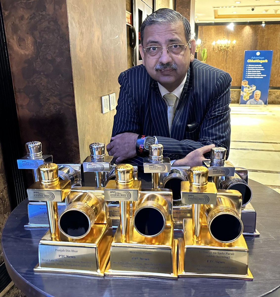 RabindraGTC's tweet photo. @ptcnews wins big at #enbaAwards - Exchange4Media News Broadcasting Awards - bagging seven trophies. #TeamPTCRocks https://t.co/aCJN8hpCkj