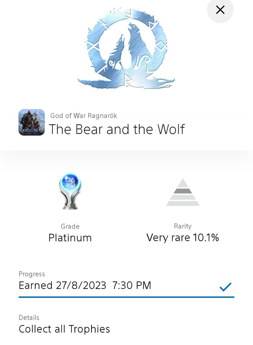 JasForbes's tweet photo. Another Platinum in the bag.
Absolutely f**k that King Hrólf boss fight, get in the sea. I beat him on medium difficultly... can't even fathom those attempting it on the hardest mode... way more patience than me.
#GodOfWarRagnarok
#PS5Share 
#PlatinumTrophy https://t.co/096cbYqaJD