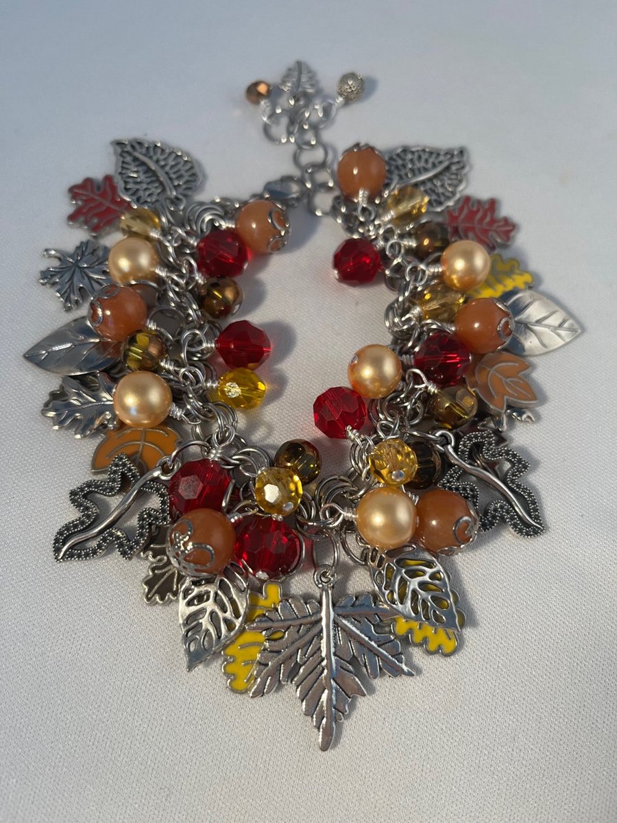 An Autumn charm bracelet!  Available #www.elizabethvilkasdesign.com #charmbracelets #autumnjewelry #handmadejewelry