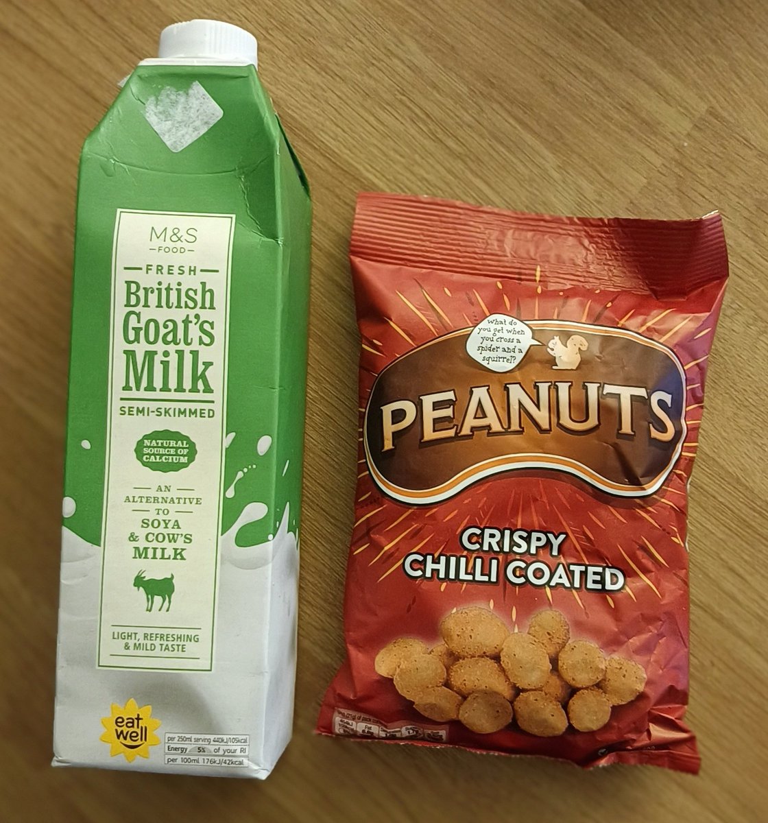 Goat Milk &amp; Peanuts. Great combination taught by #mahatmagandhi 
Had today.