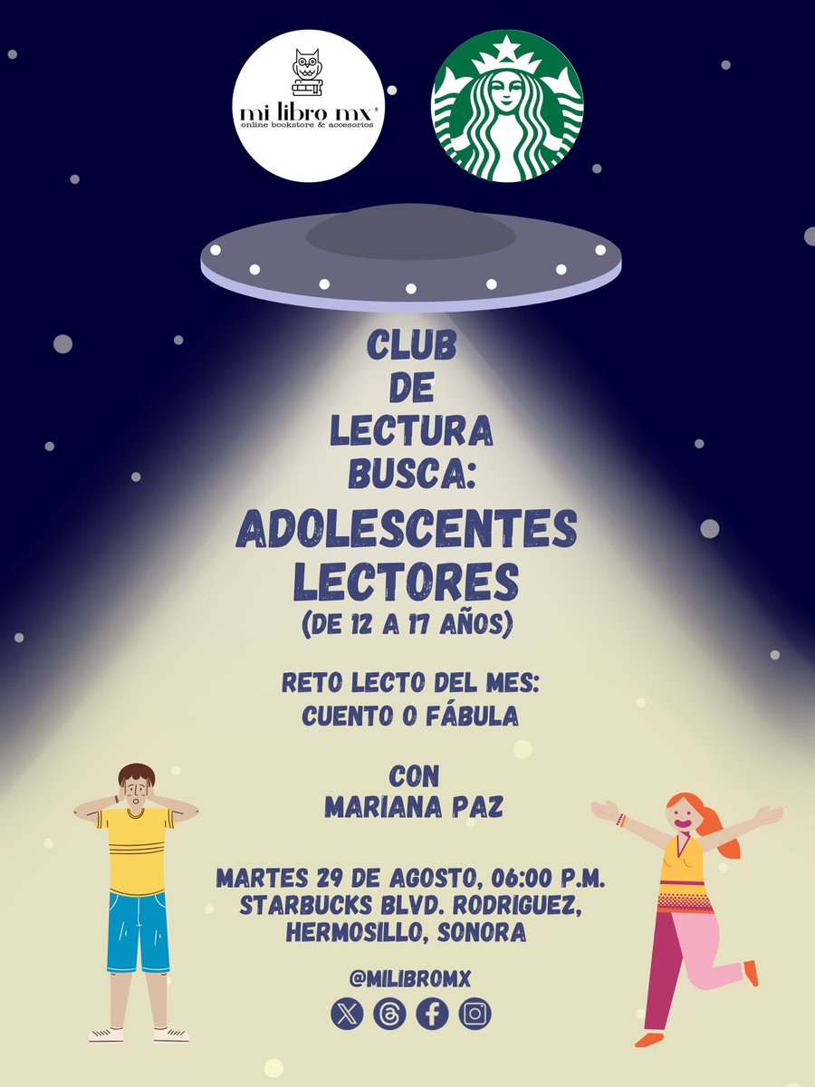 ¡Buscamos adolescentes que amen leer!
En #milibromx tenemos un espacio en el cual podrán expresar todas las emociones y sentimientos generados en sus aventuras literarias.
Información 👉🏻wa.me/message/4ZA442…
#leer #libros #clubdelectura #hermosillo #sonora
