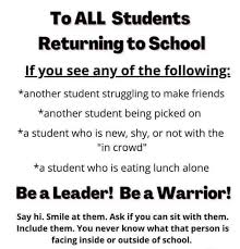 Hope everyone has a good first day of school tomorrow. This applies to all people in schools, not just students