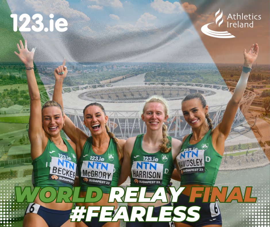 There’s only one show in town come 8.50pm (Irish time) this evening🤩🙌 ⏰World Relay FINAL!! ✨Sophie Becker ✨Róisín Harrison ✨Kelly McGrory ✨Sharlene Mawdsley 📺Virgin Media 2 @Ask123ie #IrishAthletics #WorldAthleticsChamps