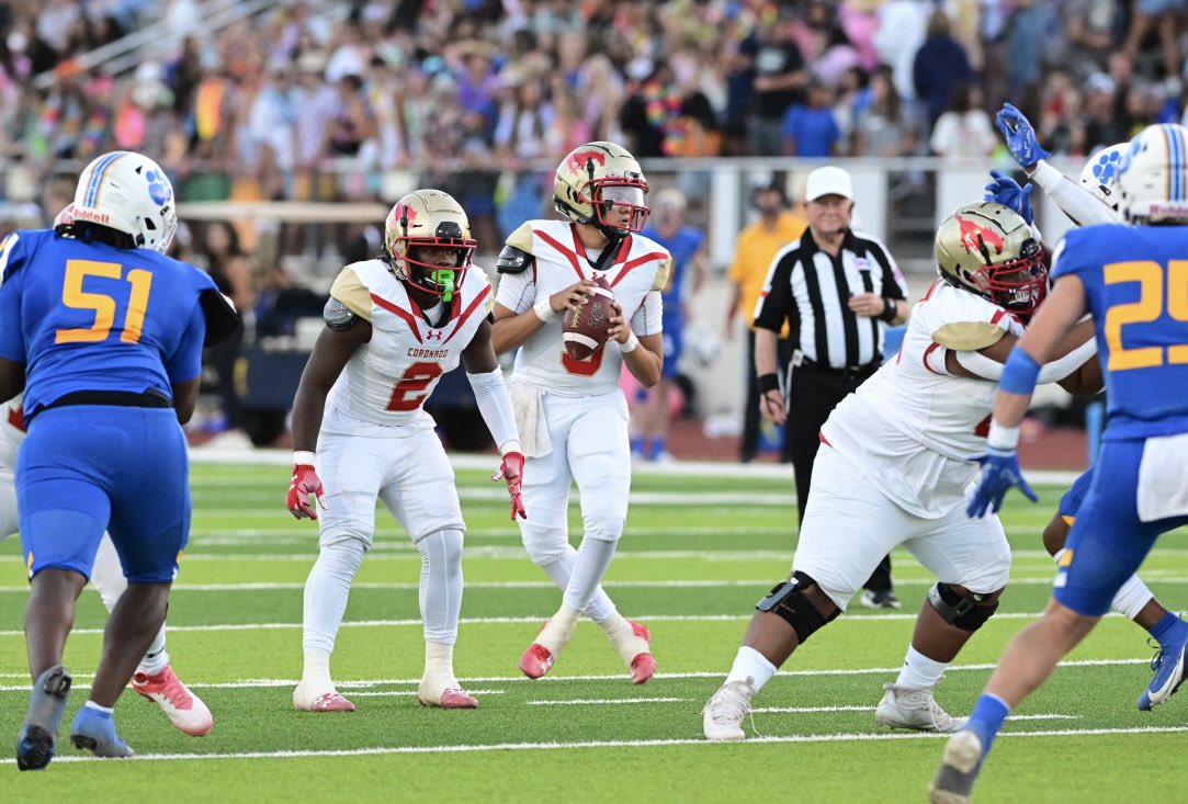 JasonDavisTV's tweet photo. WOLFFORTH — The Frenship offense picked up where it left off last season, humming in a 45-26 win over Coronado at Peoples Bank Stadium to start the year. 

Mustangs Quarterback Jr Isaiah Vazquez @Isaiah_vazg
And 
Frenship Quarterback Hudson Hutcheson
@HudsonHutcheson

Photos: J Davis | CreativeMagic