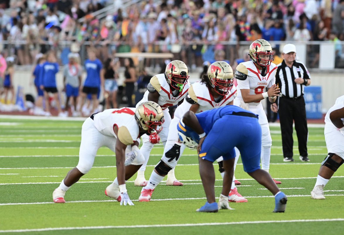 JasonDavisTV's tweet photo. WOLFFORTH — The Frenship offense picked up where it left off last season, humming in a 45-26 win over Coronado at Peoples Bank Stadium to start the year. 

Mustangs Quarterback Jr Isaiah Vazquez @Isaiah_vazg
And 
Frenship Quarterback Hudson Hutcheson
@HudsonHutcheson

Photos: J Davis | CreativeMagic