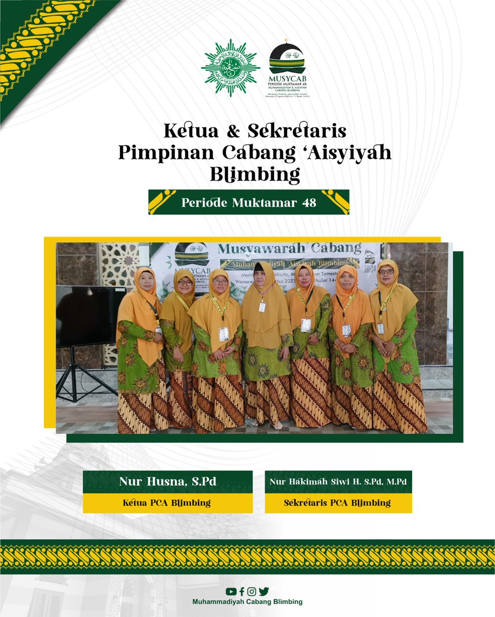 TablighmuID's tweet photo. Selamat Mengemban Amanah
Ketua dan sekretaris terpilih
Nur Husna, S.Pd &amp; Nur Hakimah Siwi H. S.Pd, M.Pd
___
Follow Us :
Fanspage: Muhammadiyah cabang blimbing
IG: https://t.co/51Zfv8dMqR
Youtube: TablighmuTV
Website: https://t.co/fnXa9WdTRl
___
#Muhammadiyah #lensamu #sukoharjo https://t.co/aKRuJKJIsz