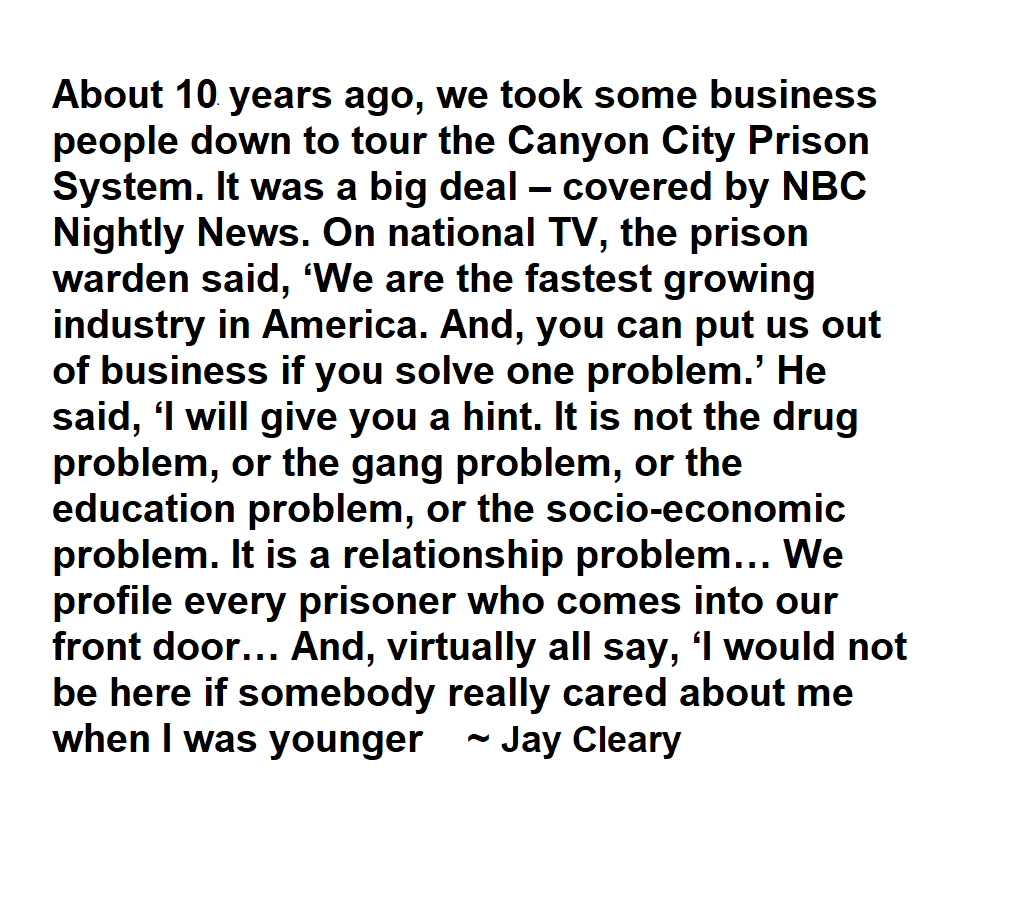Yes we need rules, routines, expectations, and yes there is personal responsibility , BUT students need to know we care. That is why I say Education is all about Relationships!  #Relationshipsbeforerigor.  The warden below agrees!
