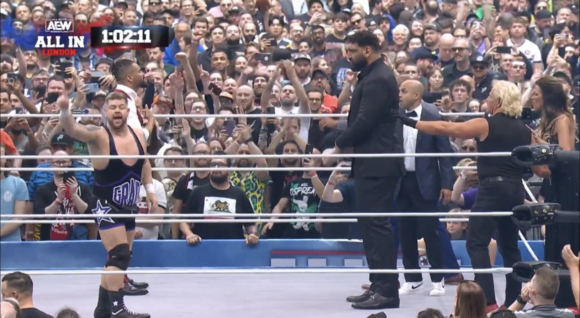robertpriddle's tweet photo. Not only was it the largest paying gate attendance in wrestling history and a fantastic UK debut for AEW in front of a live crowd.

It was also the moment @gradowrestling appeared in @wembleystadium! Thanks to @TomCampbell @Cultaholic 

I beg you @TonyKhan - make Grado #AllElite https://t.co/WZuCDSy2Qu