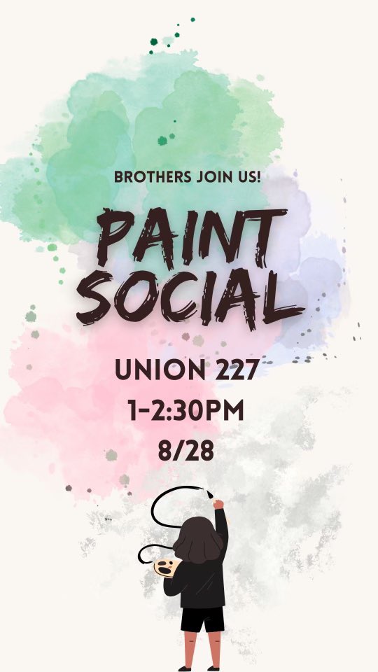 Interested in painting? Brothers and new potential recruits join us for some painting at the Union!!💜💛 #unt