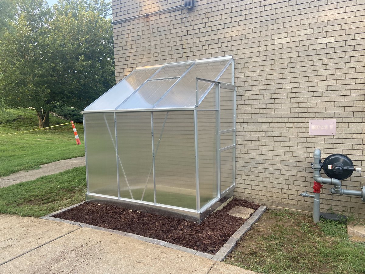 Excited for all the learning to be had in our outdoor classroom this year! Thank you to my dad for helping me put the greenhouse together, looking forward to using our rain barrel water to help it all grow 🌱🥕🥒 #Sustainability #GreenSchoolsQuest <a href="/BarrettsElem/">Barretts Elementary</a>