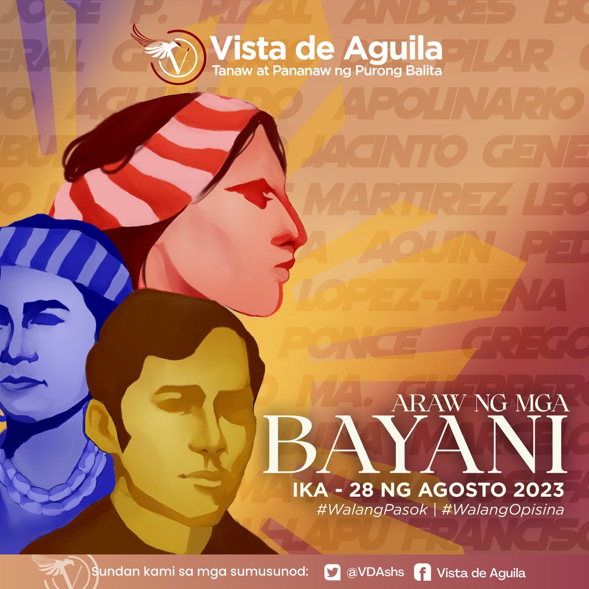 VDAshs's tweet photo. “At sa paghamon mo sa agos ng ating kasaysayan, uukit ka ng bagong daan” - ‘Liwanag sa Dilim’ ng Rivermaya

Ating gunitain ang dugo, pawis, at luha ng ating mga bayani! 

Isinulat ni: Angelo Jaylo
Guhit ni: Herleva Zaragoza
Disenyo ni: Rachel Leigh Tan https://t.co/jOiPft0xrU