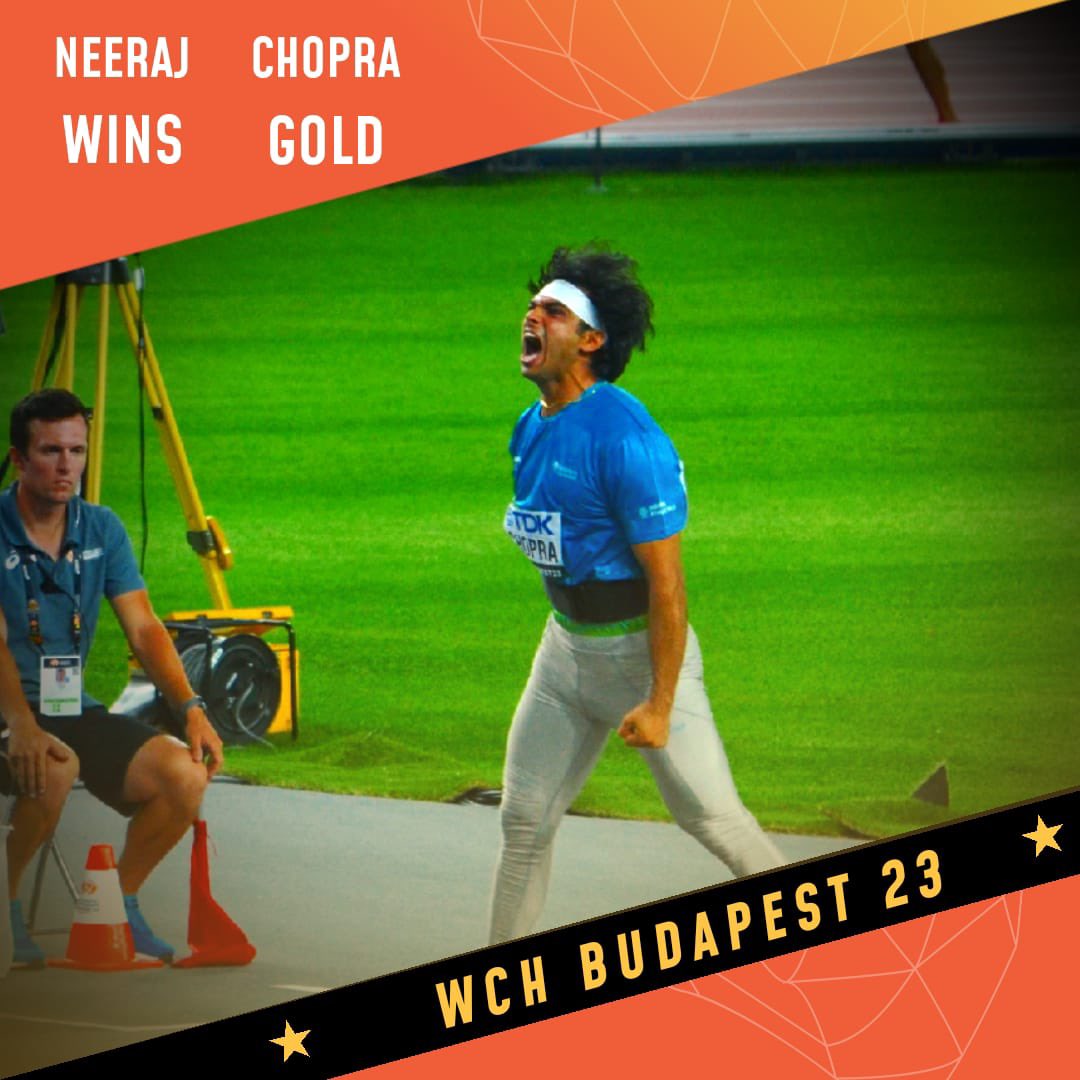 ranjitrdx's tweet photo. Congratulations to India’s pride #NeerajChopra for winning Gold at #WorldAthleticsChampionships 🏆 https://t.co/Ofcy8JWNX1