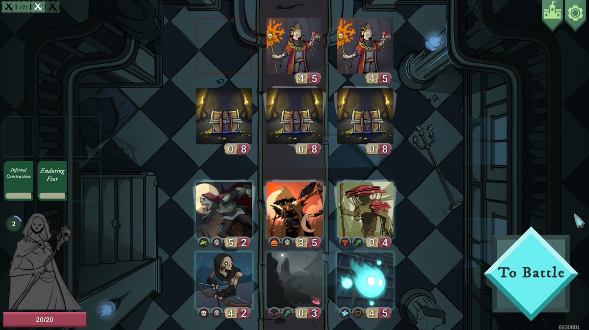 In Throne of Bone from <a href="/windmillslamdev/">Throne of Bone 💀 Available Now!</a> draft minions to defeat those who oppose the honest work of necromancy. Learn spells, forge relics, and restore your castle to unite the land through undeath in this rogue-like amalgam of autobattled combat and strategic engine-building.