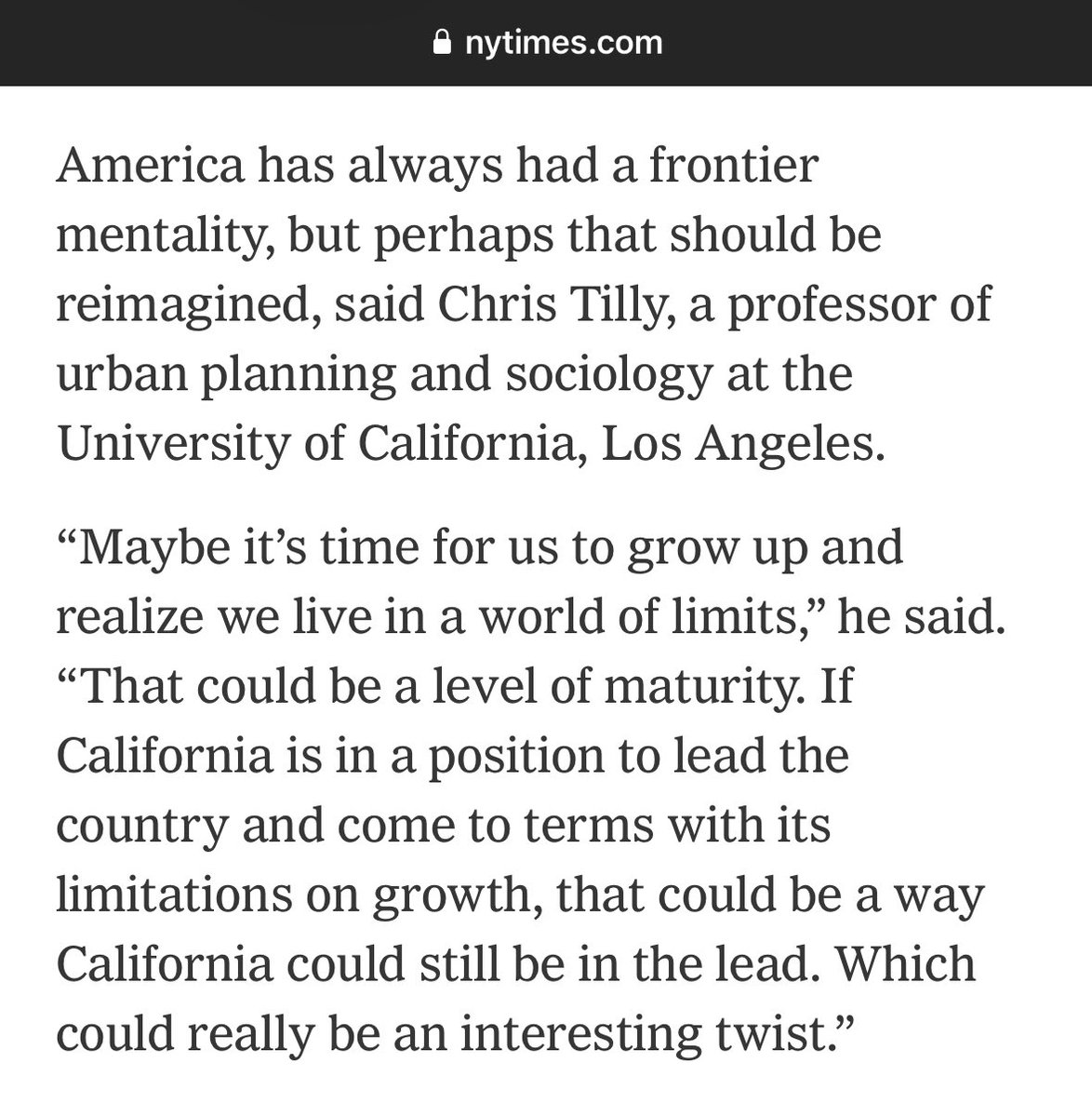 I was disappointed to read this from @UCLALuskin’s Chris Tilly, who ably led the Planning program through the covid crisis when I was a student.

California’s limits to growth are self-imposed and benefit the privileged by excluding the poor.

We should lead with inclusion.