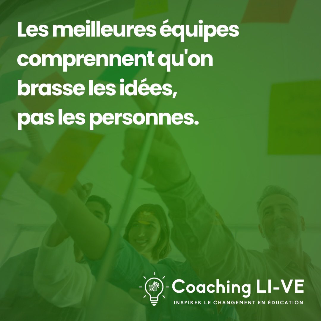 MariusBourgeoys's tweet photo. On ne peut pas sous-estimer l’importance de mettre des idées sur la table lorsqu’on travaille en équipe.
Les meilleures équipes comprennent qu’on brasse les idées, pas les personnes.
Vous avez le goût de brasser des idées cette année?
#leadped #coachingLIVE #eduqc #leadership https://t.co/UaGKAiCBjO