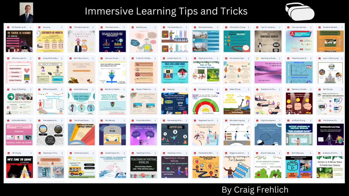Immersive learning via Virtual Worlds/VirtualReality is no fad—it's a game-changer for education! Benefits? Enhanced engagement, deeper understanding & better retention. Excited to unveil a year's work: 55+ Info Posters connecting VR to learning science. drive.google.com/drive/folders/…