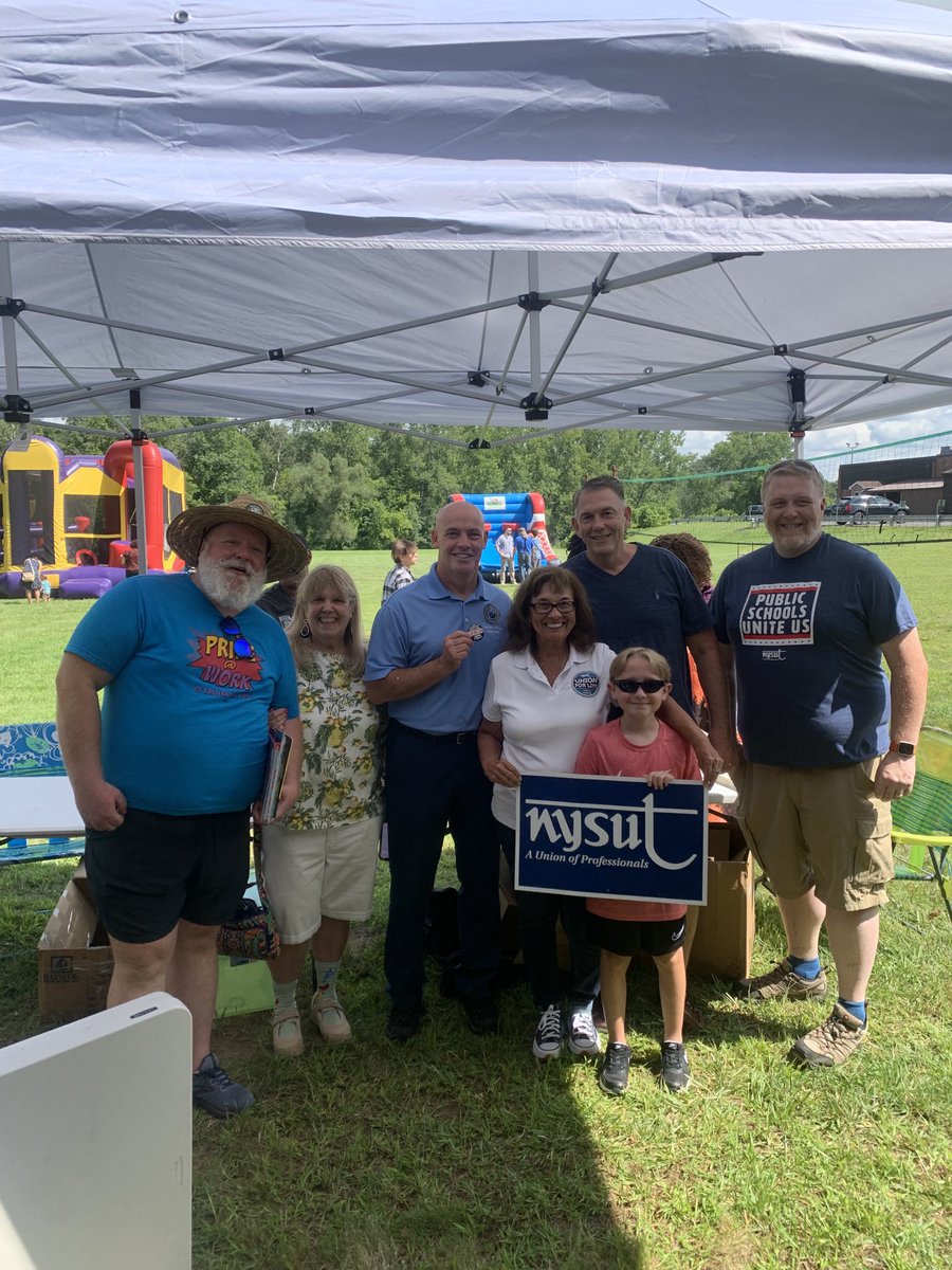 CDALF Kick-off to Labor Day Picnic with Albany County Legislator and recently retired longtime Ravena TA President Matt Miller, Saratoga County Central Labor Council President and retired NYSUT Board Member Sandie Carner-Shafran and her grandson, Jim Larson and Pete Savage. ⁦