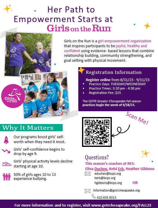 elemshenanigans's tweet photo. @ReisterstownES families we are so excited for this season of Girls on the Run! Registration for the fall season is open until September 18th! Please sign up if interested, spots will fill up quickly! @terrifically2nd #GOTR #RESconnected https://t.co/oUj1pkfgEk