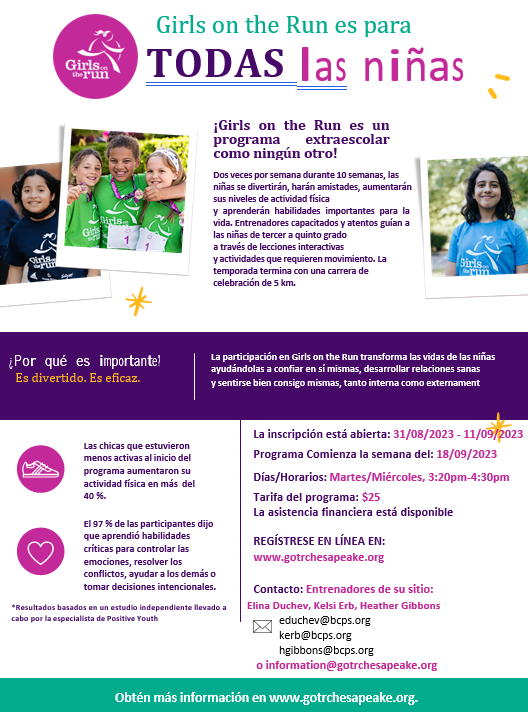 elemshenanigans's tweet photo. @ReisterstownES families we are so excited for this season of Girls on the Run! Registration for the fall season is open until September 18th! Please sign up if interested, spots will fill up quickly! @terrifically2nd #GOTR #RESconnected https://t.co/oUj1pkfgEk