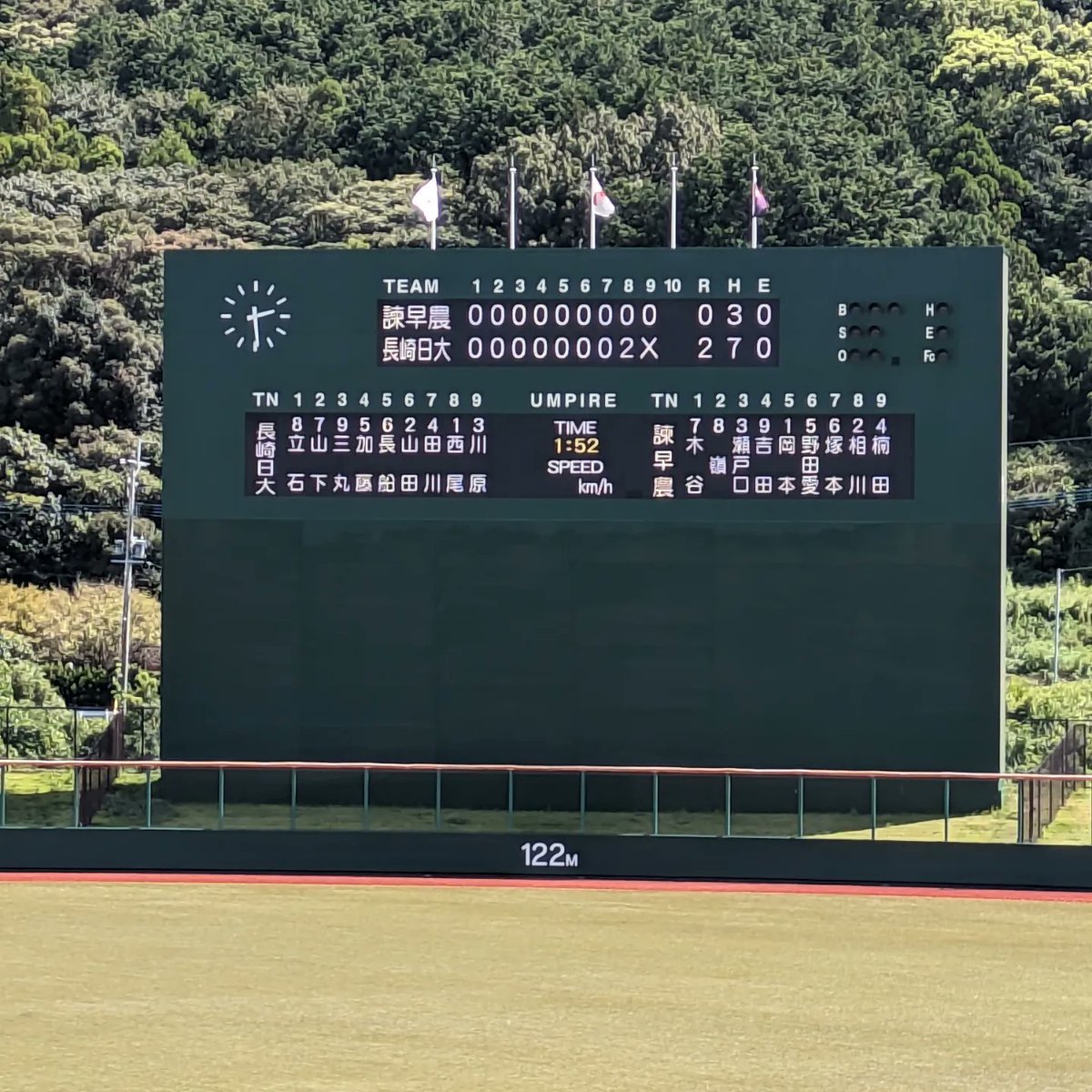 shimotomo0036's tweet photo. 昨日は母校の野球観戦📣
大会名は長崎県高校野球中地区新人戦決勝戦❗

残念ながら準優勝に終わりました。
レギュラー9人中7人が1年生の若いチームですが、今後に期待できるまとまったチームです。
皆さんも名前だけは頭の片隅に記憶して頂けたら幸いです✨
#長崎県立諫早農業高校野球部 https://t.co/JgoqNh2PWi